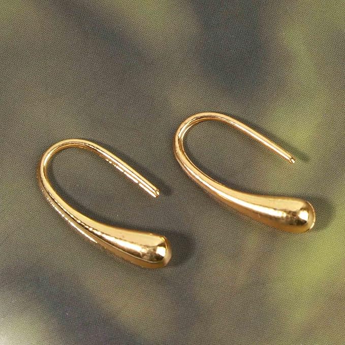 Water Tear Drop Earrings Abstract Droplet Hoop Earrings Gold Hook Threader Earrings Minimalist Drop Dangle Earrings Jewelry for Women and Girls Gifts-BrightBean Baby