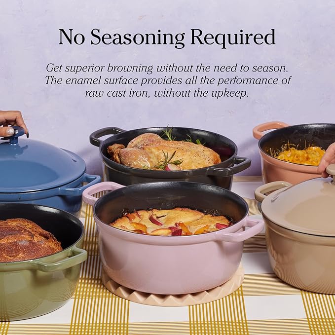 Our Place Cast Iron Perfect Pot 5.5 Qt - 6-in-1 Enameled Dutch Oven Lavender