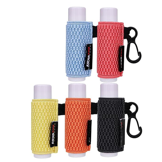 5PCS Lip Balm Holder Lipstick Sleeves Keychain Lip Gloss Holder Keychain Chapstick Elastic Sleeves Bulk(Black/Orange/Yellow/Light blue/Watermelon)-BrightBean Baby