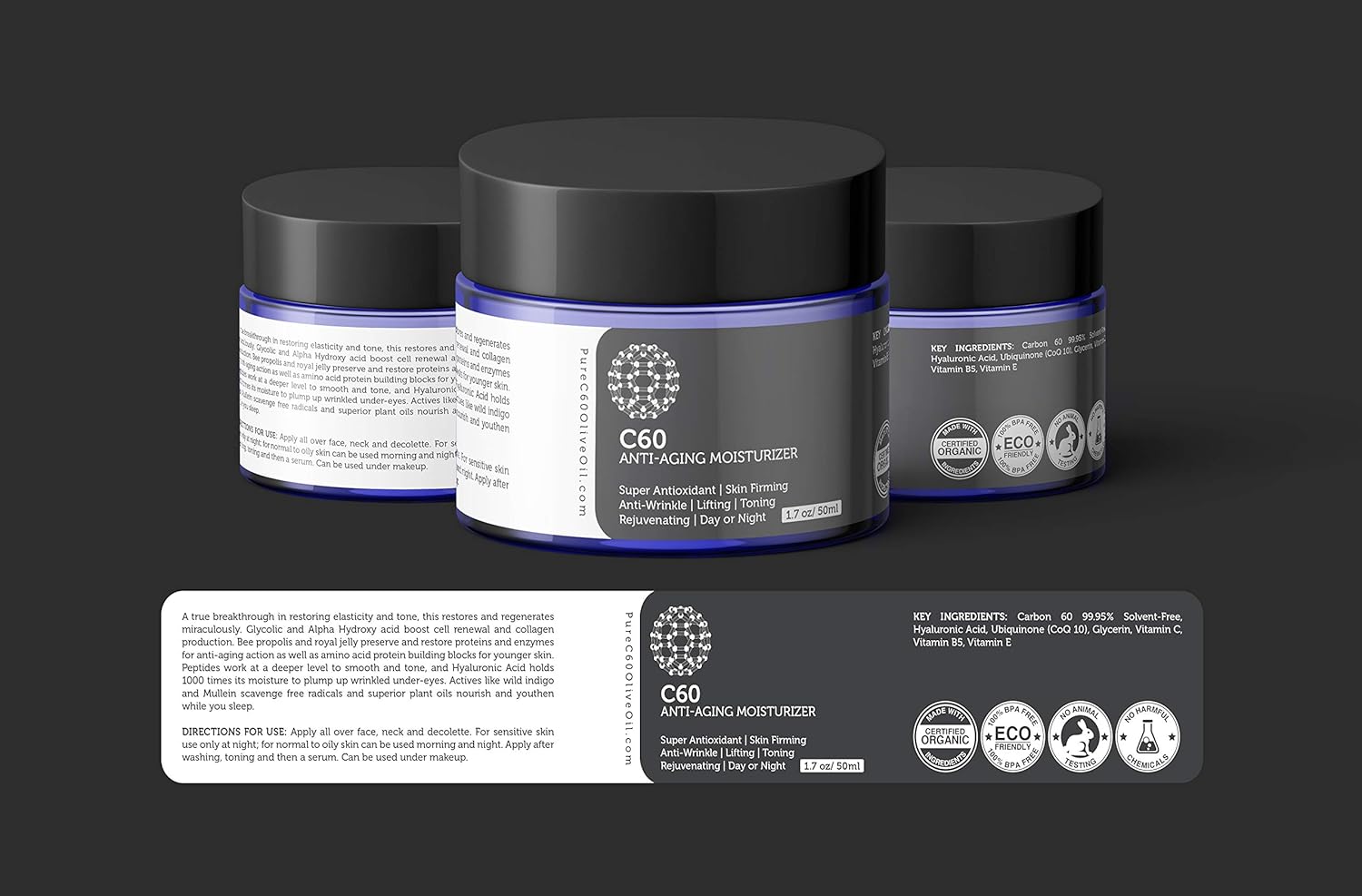 C60 Complete Skin Care Solution - Anti Aging Moisturizer, Mask, Eye Cream and Serum with Carbon 60 Superantioxidant - Brightening for Dark Spots, Even Skin Tone, Eye Area, Fine Lines & Wrinkles-BrightBean Baby