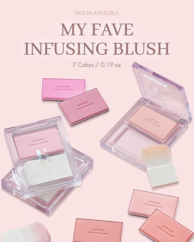 HOLIKA HOLIKA Infusing Blush with Brush - Lightweight, Smooth, Blendable Cheek Blusher, Sebum-Control, Natural Pore Coverage, Built-In Brush, Long-Lasting Pigment for Romantic Mood (07 SIENNA)-BrightBean Baby