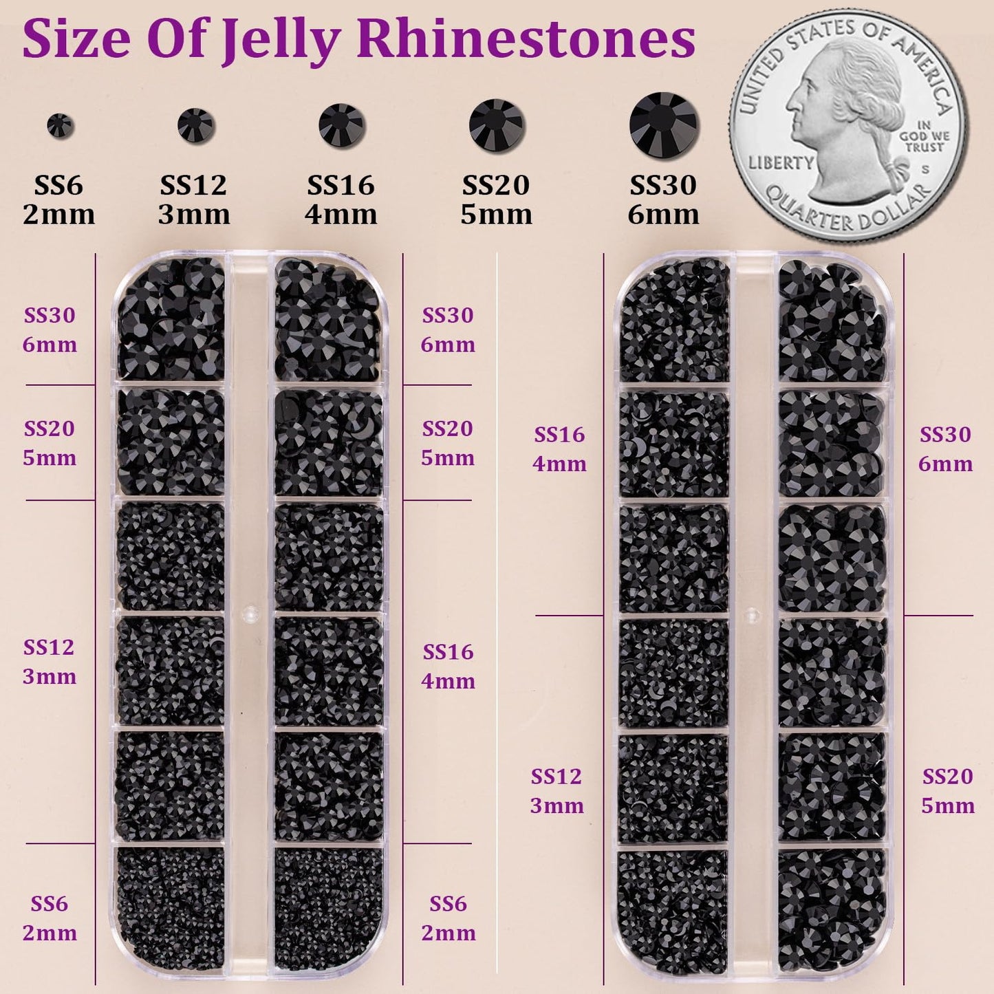 Resin Jelly Rhinestones for Crafting with B7000 Jewelry Glue, 2 Boxes Black Flatback Crystals with 3Pcs 10ml Glue, Bedazzling Non Hotfix Gems for DIY Tumblers Clothing Shoes Manicure-BrightBean Baby
