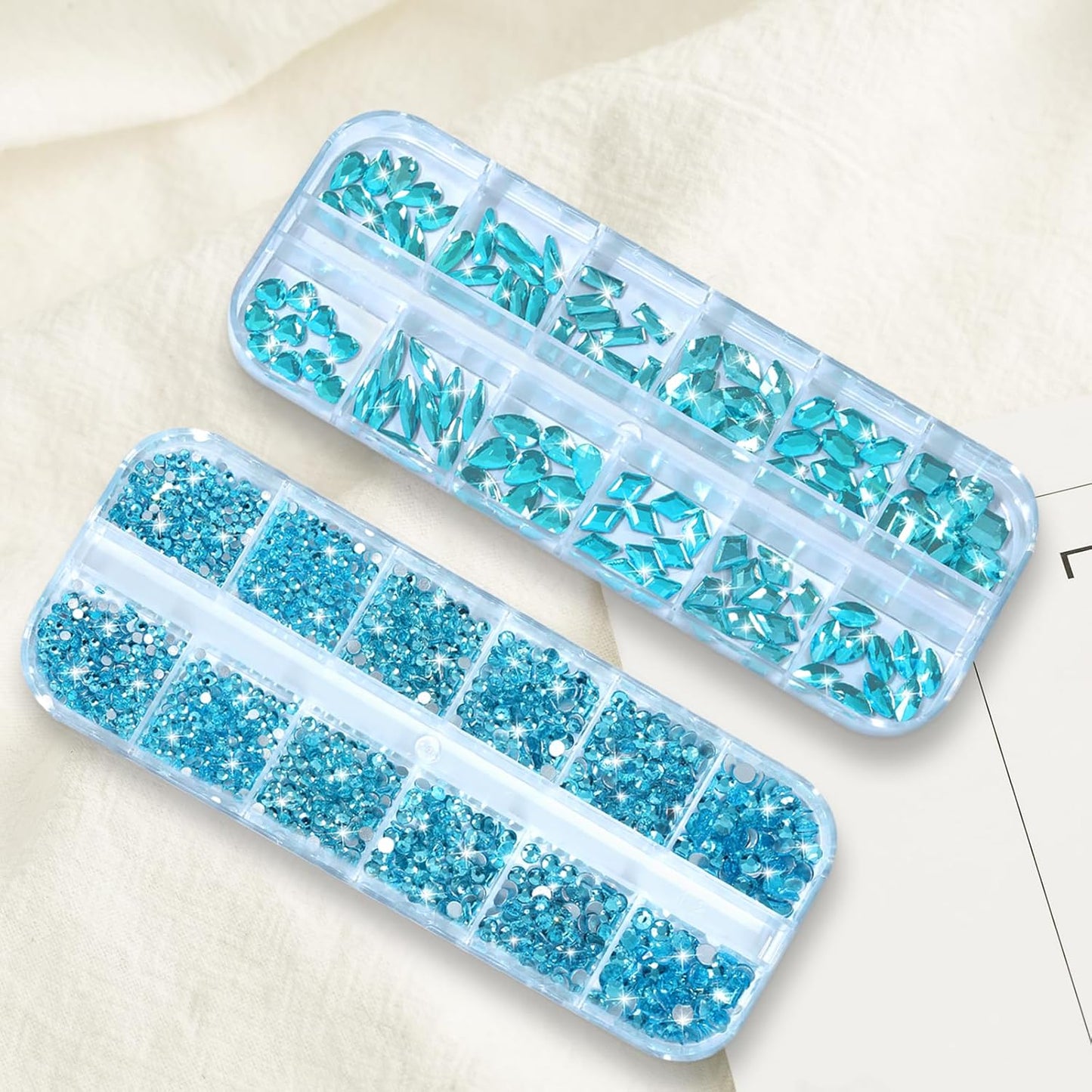 HNUIX Nail Rhinestones - 3D Multi Shape Size Crystal, Aquamarine Nail Gems, Flat Back, with Kit, for Nail Art, DIY Decorations-BrightBean Baby