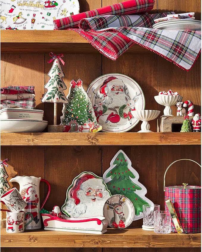 Mud Pie Santa Salad Christmas Plate, Reindeer, 8" dia