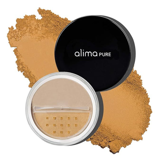 Alima Pure Matte Foundation Loose Mineral Powder Foundation Makeup, Loose Powder Makeup Oil Free Talc Free Powder, Natural Makeup Mineral Foundation Full Coverage Natural Foundation Powder .15 oz/4.5g-BrightBean Baby