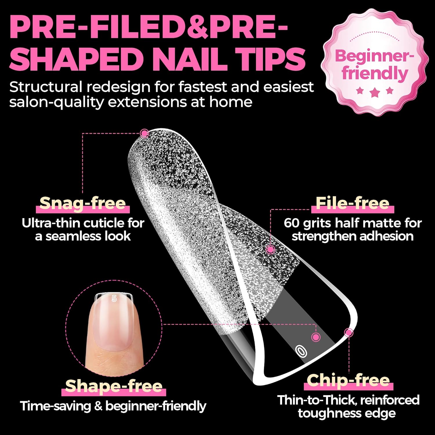 UNA GELLA Extra Short Nail Tips: 504pcs Square Fake Nails Pre-shape XS Short Square Press on Nails Gel Tips Full Cover Acrylic Nails False Nails for DIY Salon 12 Sizes-BrightBean Baby