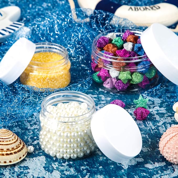 SATINIOR 24 Pieces Empty Clear Plastic Jars with Lids Round Storage Containers Wide-Mouth for Beauty Product Cosmetic Cream Lotion Liquid Butter Craft and Food (Transparent Lid, 4 oz)-BrightBean Baby