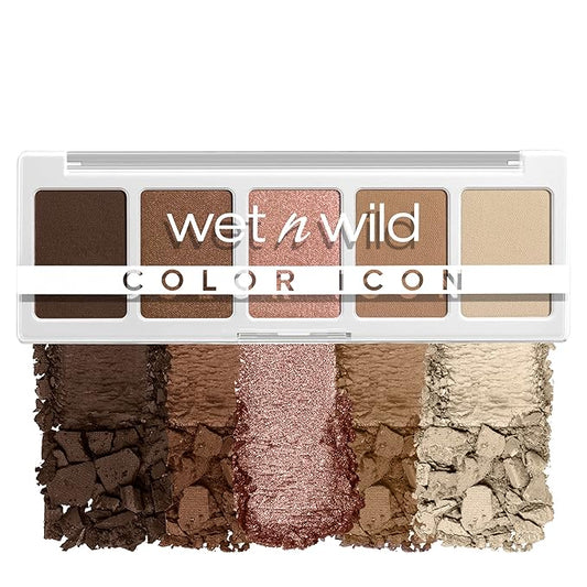 wet n wild Color Icon Eyeshadow Makeup 5 Pan Palette, Matte, Shimmer, Metallic, Long Wearing, Rich Buttery Pigment, Cruelty Free - Walking On Eggshells-BrightBean Baby