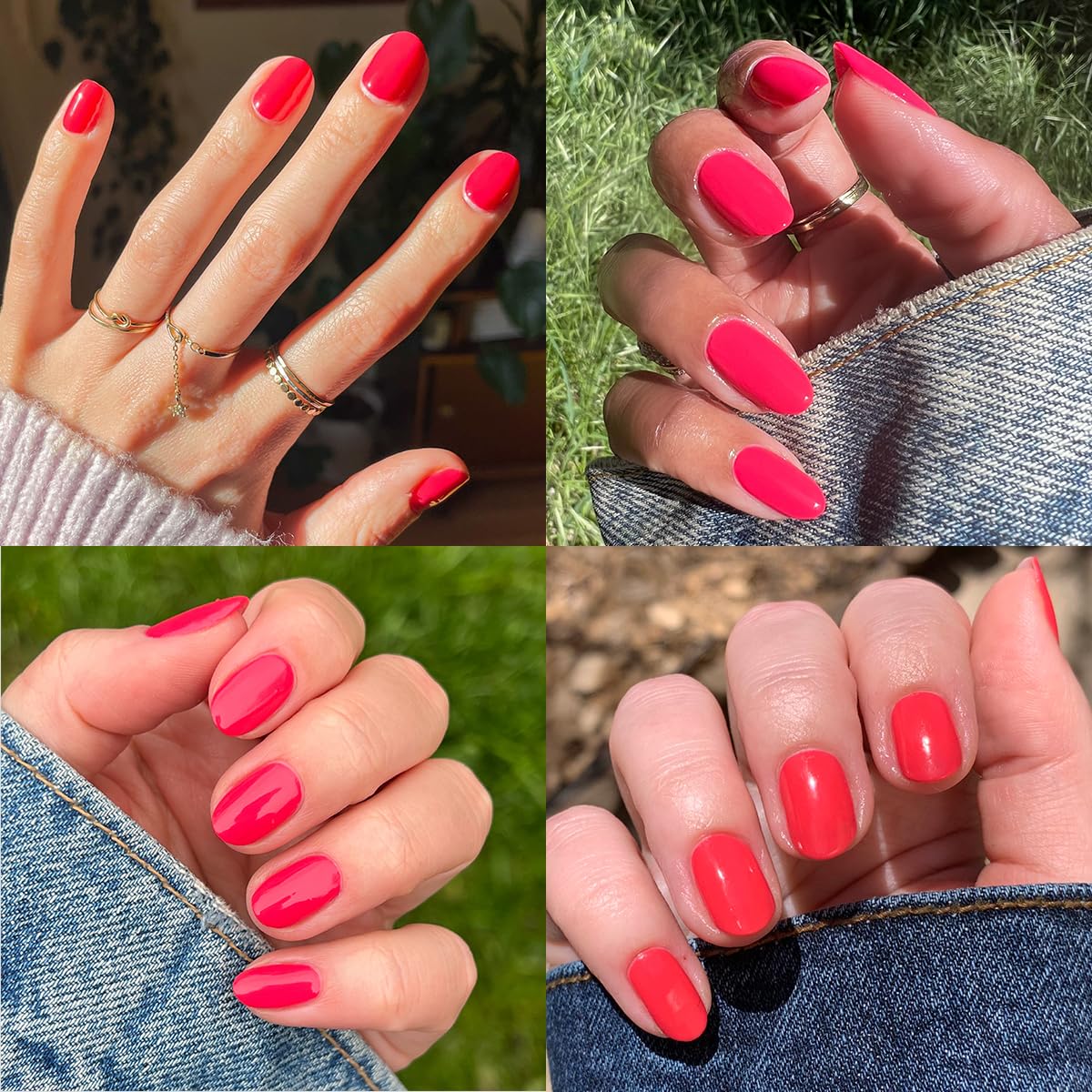 Olive & June Quick Dry Nail Polish | Instant Fast-Drying Smudgeproof Color | 15-free Vegan Cruelty-Free Formula | Lasts up to 5 Days | Salon-Quality Manicure Pedicure at Home |Pomodoro Tomato Red-Pink-BrightBean Baby
