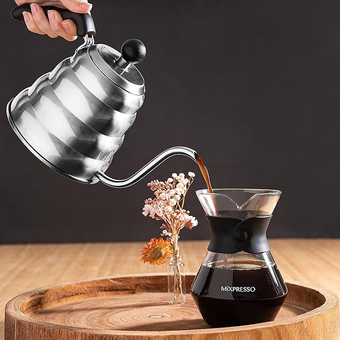 Mixpresso Gooseneck Pour Over Coffee Kettle, Barista Pour Control Design, Ideal for Coffee and Tea, High-Grade Stainless Steel 1.2 Liter 40 Oz, Induction Cooker Stovetop Kettle Stainless Steel