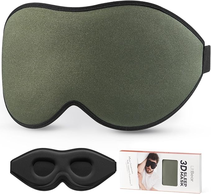 LitBear Sleep Mask for Men Side Sleeper, Sleeping Mask for Women Light Blocking, 3D Contoured Cup Eye Mask Sleeping, Soft Lightweight Sleep Eye Mask with Adjustable Elastic Strap for Traveling-BrightBean Baby