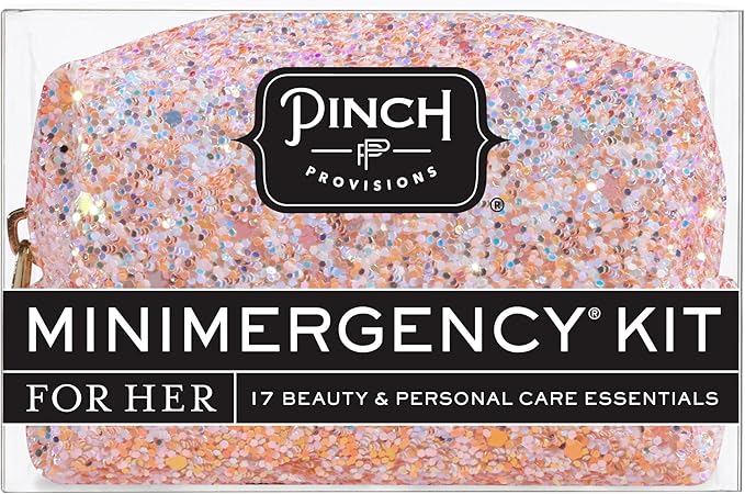 Pinch Provisions Rosé Minimergency Kit, includes 17 Travel-Sized Cosmetic Essentials, Convenient for Purses, Emergency Beauty Accessories, Gifts for Holiday’s & Birthday’s-BrightBean Baby