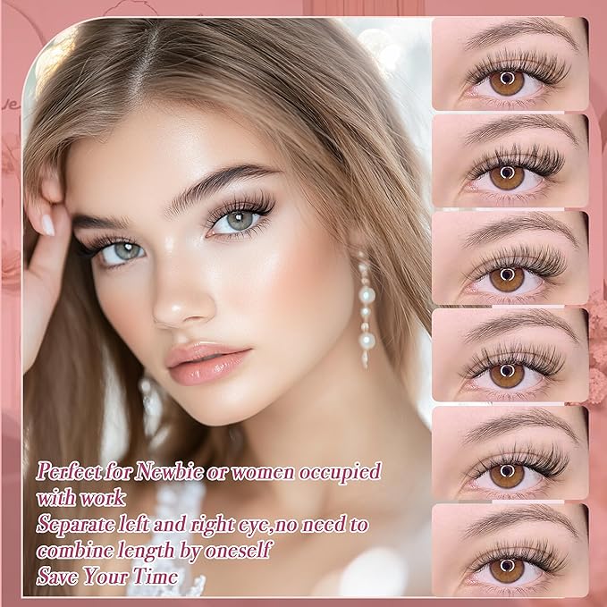 Lash Clusters - Dark Brown Lashes 360PCS Natural Wispy Fluffy Eyelash Clusters 8-16 MM Eyelash Extensions D Curl Faux Mink Lash Extensions DIY at Home-BrightBean Baby