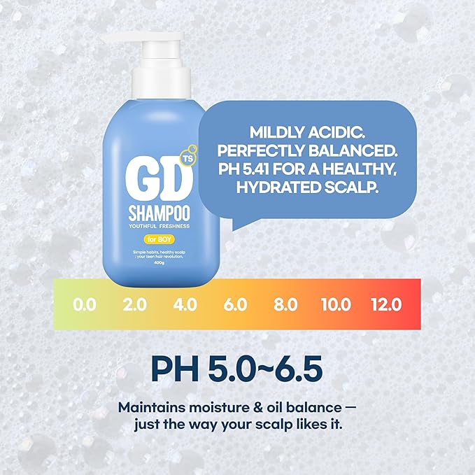 TS GD Shampoo for Boys | Korean Teen Shampoo with Upgraded Probiotics | Anti-Dandruff & Itchy Scalp Relief | Blue Fresh Allergy-Free Fragrance | Sulfate-Free (13.5 fl oz, 400ml)-BrightBean Baby