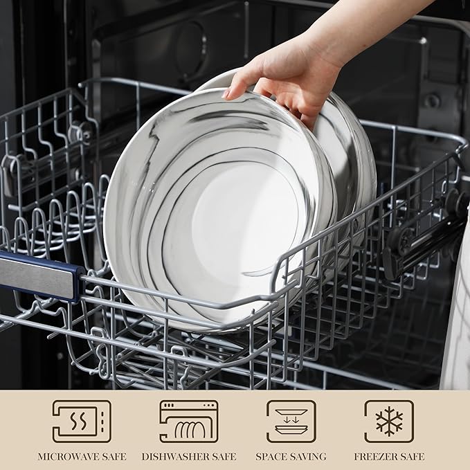 MALACASA Salad Bowls, 114 OZ(10") Extra Large Serving Bowls Set of 2, Porcelain Marble Grey Bowls Set for Soup, Salad, Ramen and Fruit, Dishwasher& Microwave Safe, Series REGULAR