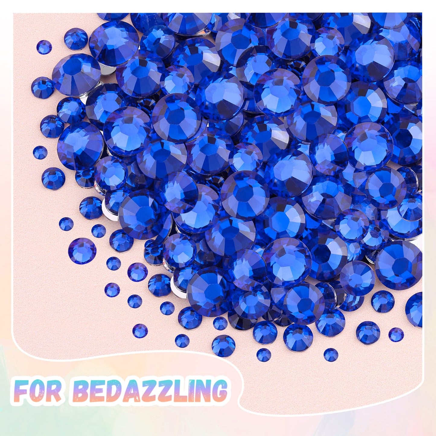 25000Pcs Resin Rhinestones with Tweezers for Crafting, 2-6mm Mixed Sizes (Royal Blue) Non Hotfix Flatback Gems, Bedazzling Crystal for DIY Crafts Clothing Tumblers Mugs Shoes Decor Nail Art-BrightBean Baby
