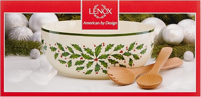Lenox 853767 Holiday Salad Bowl & Servers, Christmas Hosting