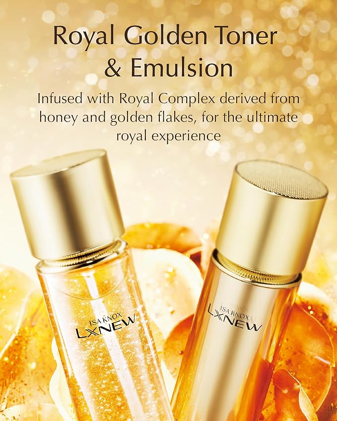 ISA KNOX LXNEW Royal Golden Skincare Gift Set (11.4fl oz) - Luxury Gift Set for Rejuvenation and Youthful Radiance. Korean Skincare by LG Beauty. Royal Peptides & Jelly, Niacinamide,-BrightBean Baby
