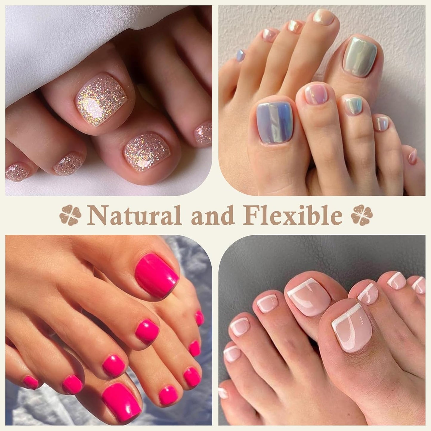 Short Toe Nail Tips Square Toe Nail Press Ons Full Matte 504pcs Full Cover Toenail Press On Nails Smoothly Curved for Any Toenail Shapes Easily DIY Salon, 12 Sizes Toe Acrylic Nails, Luckyfairy-BrightBean Baby