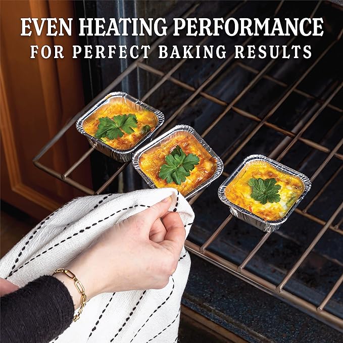 PLASTICPRO Disposable 3'' X 3 X 2'' Inch Square Aluminum Tin Foil Baking Pans Bakeware - Cookware Perfect for Baking Cakes,Brownies,Bread, Meatloaf, Lasagna, Pack of 25