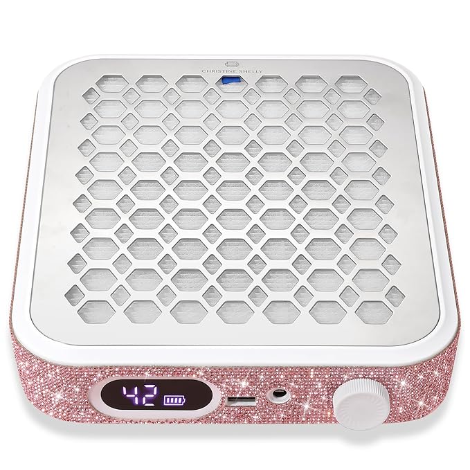 Nail Dust Collector, Rechargeable Dust Collector Nail Tech, Powerful Vacuum Fan Vent Dust Collector Extractor Dust Suction Machine for Acrylic Nails Polishing, Nail Salon&Home, Pink-BrightBean Baby