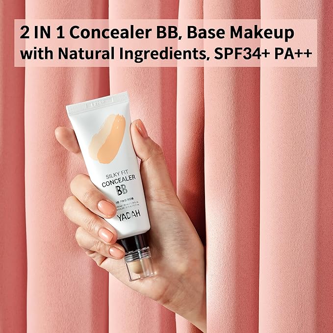 YADAH Silky Fit Concealer BB Cream (21 Light Beige, 1.18fl oz) - 2-in-1 Korean Makeup for Flawless Skin, Tinted Moisturizer for Blemish Cover. Long-Lasting, All-Day Wear.-BrightBean Baby