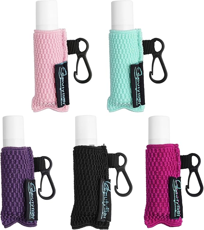 Beautyflier Cute Elastic Lip Balm Holder Keychain, Lipstick Sleeve Chapstick Sleeve Holder for Burts Bees Chapstick-BrightBean Baby