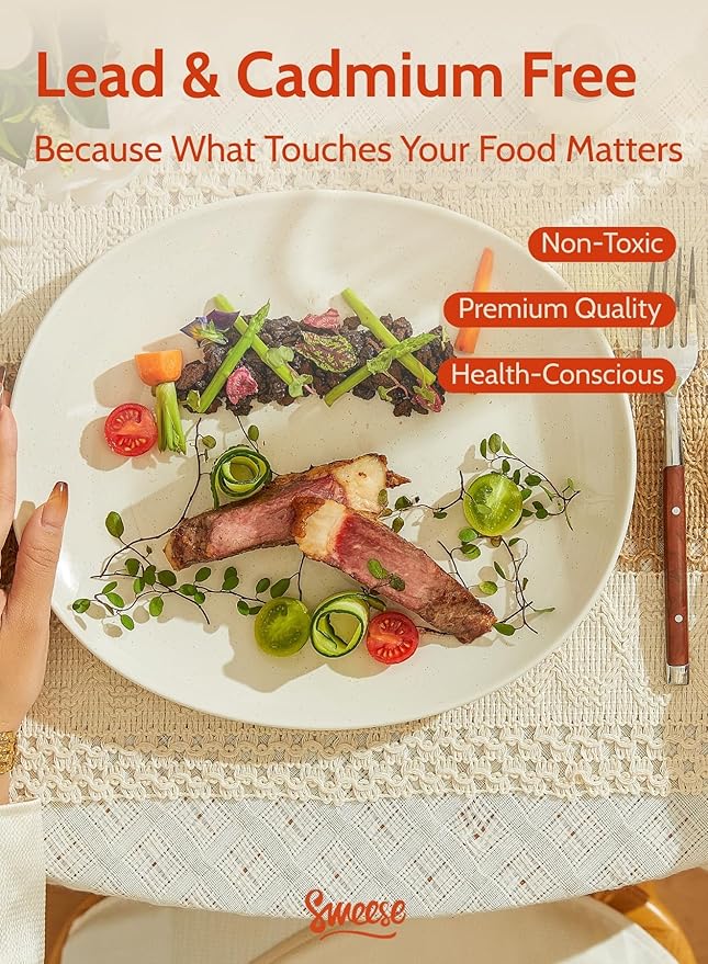 Sweese Porcelain Dinner Plates 11 Inch Set of 6 - Scratch Resistant, Microwave Oven Safe Plates in Grey