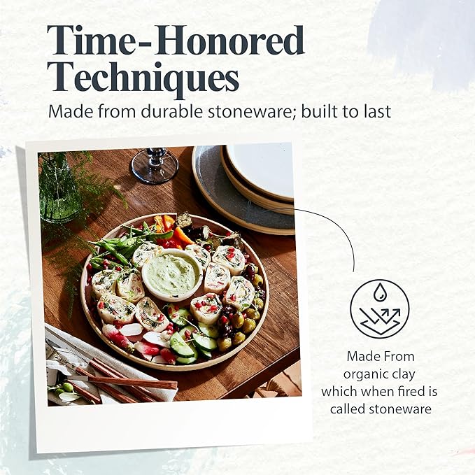 Portmeirion Minerals 10.5" Dinner Plate, Aquamarine (Set of 4) - Modern Stoneware Tableware with Gentle Curves, Durable & Stylish for Dining, Microwave & Dishwasher Safe - Sleek Dinnerware Collection