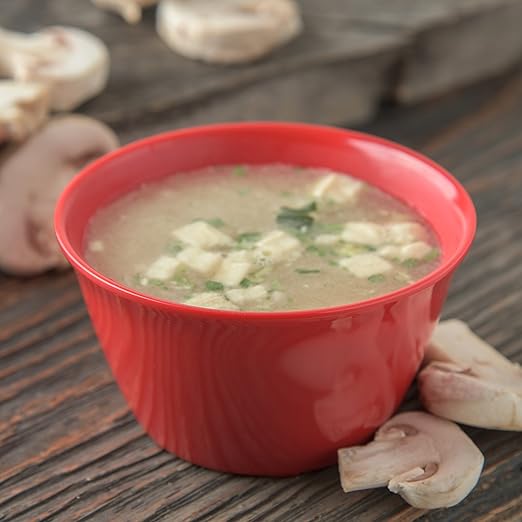 Carlisle FoodService Products Dallas Ware Reusable Plastic Bowl Bouillon Cup Bowl for Home and Restaurant, Melamine, 8 Ounces, Red, (Pack of 24)