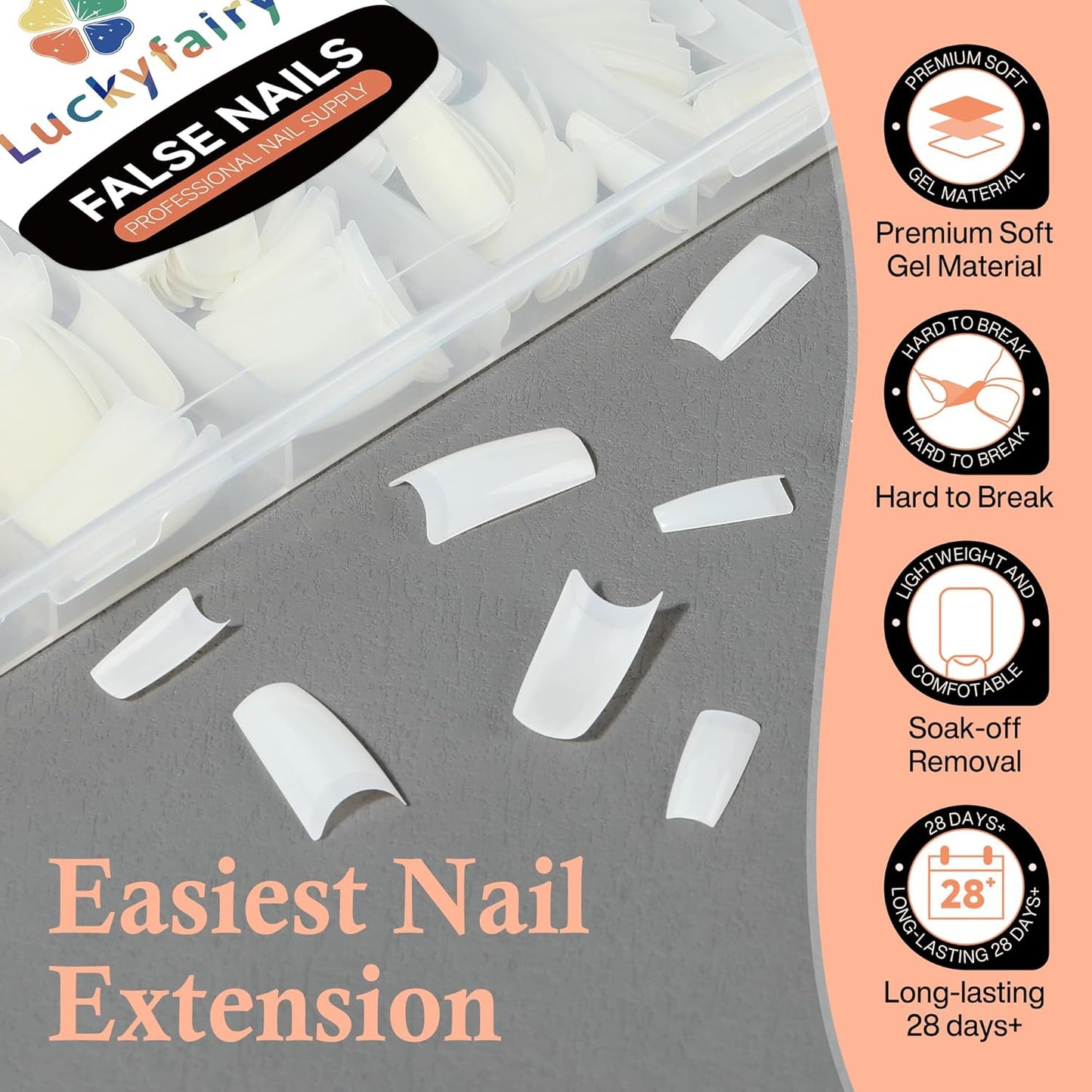 504PCS Half Cover False Nails Tips Acrylic Nail Tips Artificial False Nails Lady French Style Tip Acrylic Fake Nails For Nail Extensions Art Salon Home DIY-BrightBean Baby