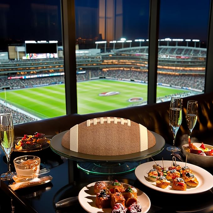 Football Cake Pan with Scraper - 12 Inch Nonstick Football Shaped Silicone Mold for Baking, 3D Breakable Chocolate Mold, Sports-Themed Party