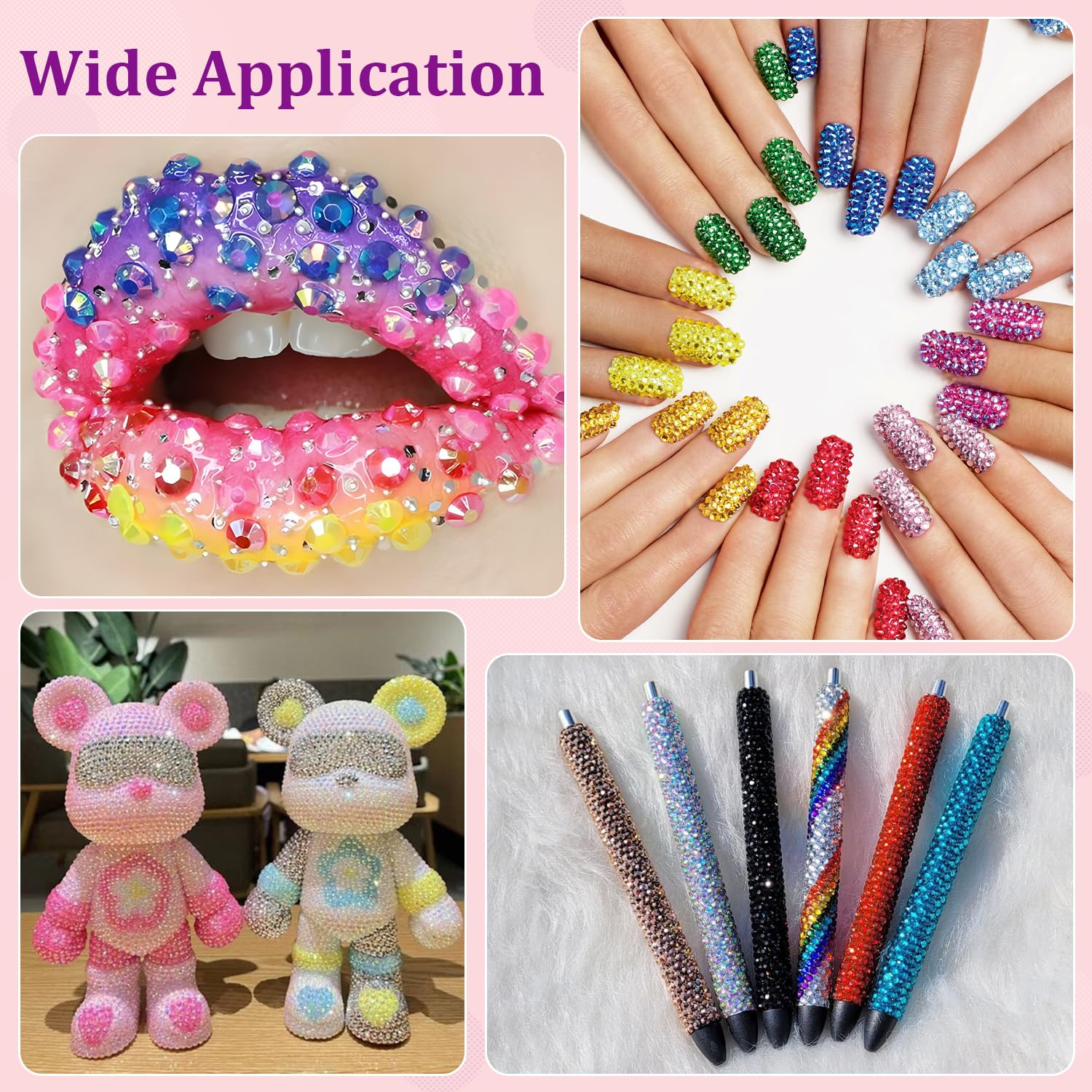 25000Pcs Resin Jelly Rhinestones with Tweezers for Crafting, Dark Purple AB Flatback Gems, Bedazzling Crystal with 3Pcs 10ml B7000 Jewelry Glue for DIY Crafts Clothing Tumblers Shoes Fabric Nail Art-BrightBean Baby