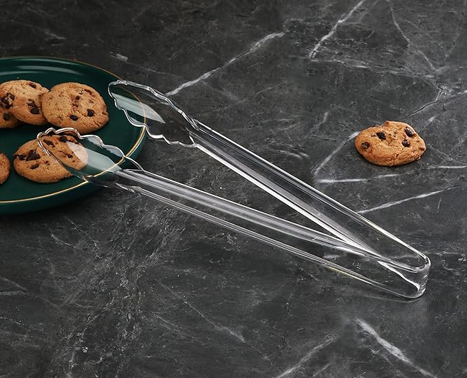 New Star Foodservice 35520 Utility Tong, High Heat Plastic, Scalloped, 12 inch, Set of 12, Clear