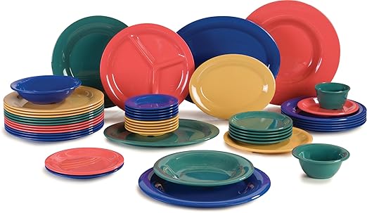 Carlisle FoodService Products Sierrus Reusable Plastic Plate with Wide Rim for Buffets, Restaurants, and Homes, Melamine, 9 Inches, White, (Pack of 24)