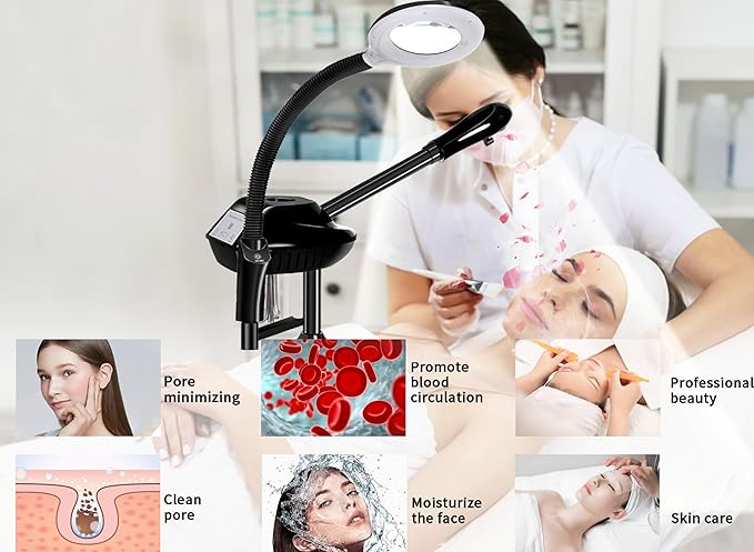 Facial Steamer for Deep Hydration, 2in1 Ozone Face Steamer with 5X Magnifying Lamp, Professional Facial Steamer, Suitable for Home Use or Beauty Spa Deep Cleansing and Hydration-BrightBean Baby