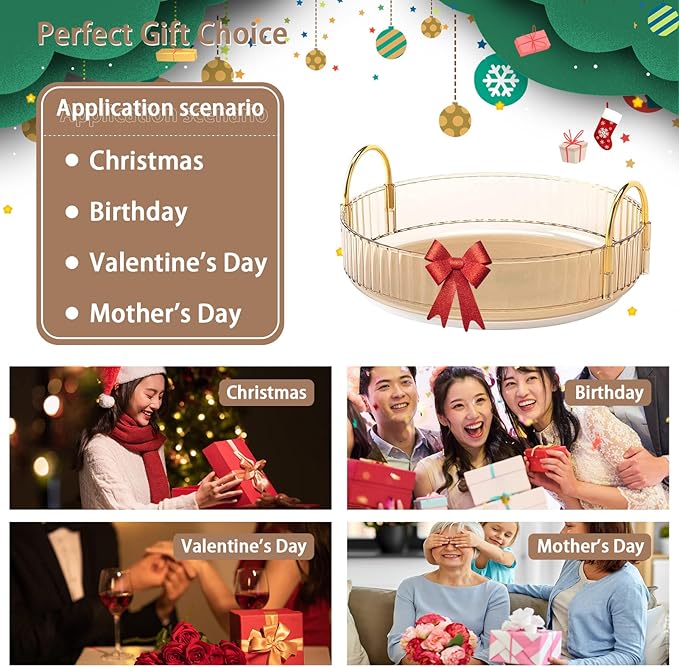 Rotating Makeup Organizer for Vanity, High-Capacity Skincare Clear Make Up Storage Perfume Organizers Cosmetic Dresser Organizer Countertop 360 Spinning (Gold, 1 Tier)-BrightBean Baby