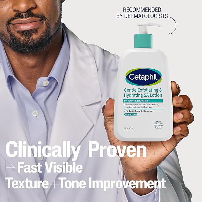 Cetaphil Gentle Exfoliating SA Lotion, Lightweight Moisturizer for All Skin Types, 16 Fl oz Pump Bottle, Salicylic Acid, Mandelic Acid & Gluconolactone, Gently Exfoliates, Dermatologist Recommended Brand-BrightBean Baby