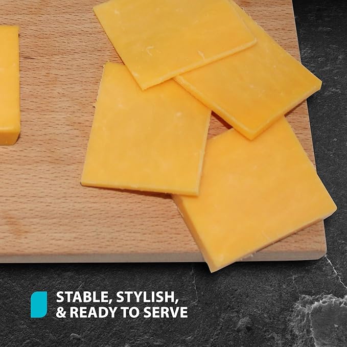 SlidingSusan Cheese Cutting Board - 11” Beech Wood with Black Stainless Steel Slicer - Charcuterie Block for Hard & Soft Cheeses, Butter, Meat – Heavy Duty Handheld Kitchen Tool