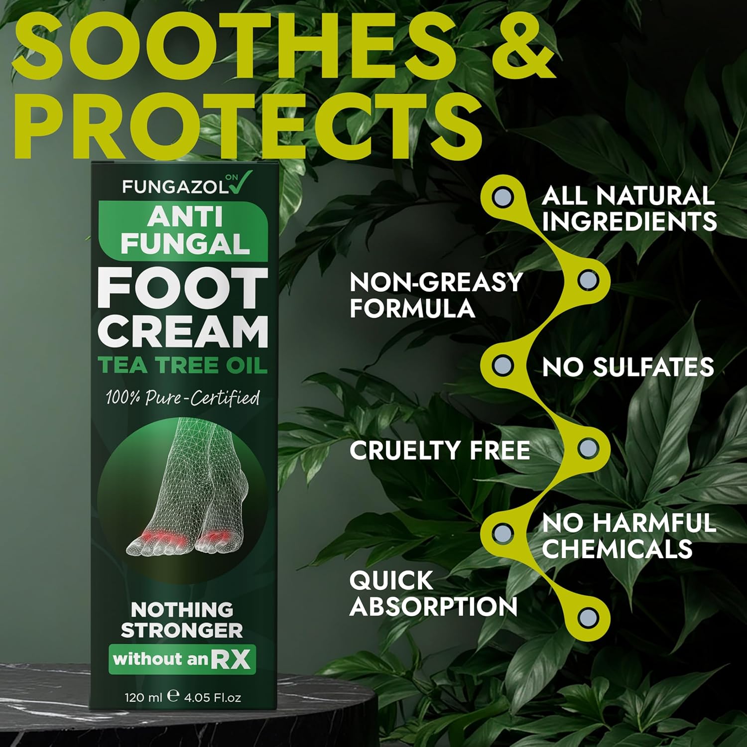 Foot Cream with Tea Tree Oil | Antifungal Cream to Soothes Cracked Heels, Dry Skin & Itchy Feet | Helps with Athlete’s Foot, Nail Fungus & Jock Itch | Relieves Itching & Burning | 4.05 fl oz-BrightBean Baby