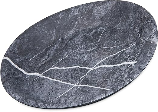 Carlisle FoodService Products Ridge Resuable Plastic Plate Coupe Plate for Home and Restaurant, Melamine, 10 Inches, Soapstone, (Pack of 12)