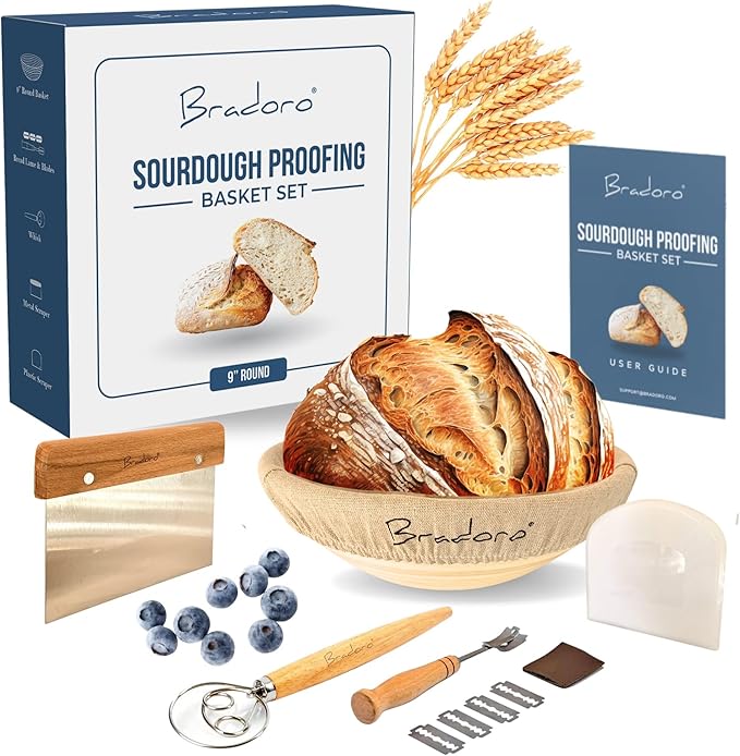 Sourdough Bread Proofing Basket, Bread Baking Supplies, Sour dough Starter Kits, Bread Making Tools Kit, Sour Dough Kit Tools, Sourdough Proofing Basket, Sourdough Kit Gift for Mom Bakers Women Wife