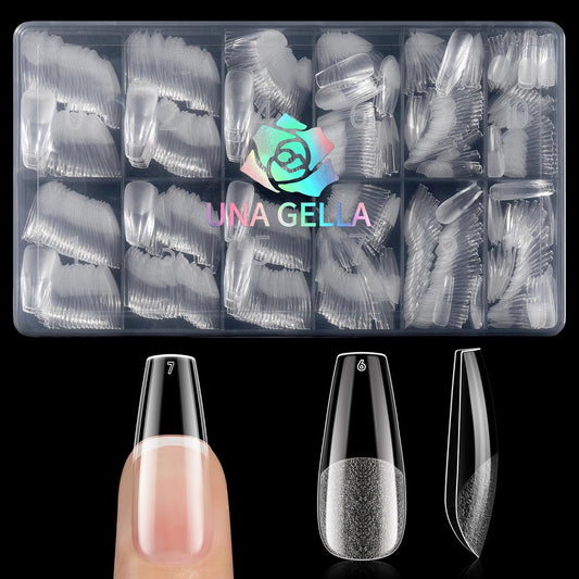 UNA GELLA Medium Coffin Nails Tips 600Pcs, Gel Nail Tips Coffin Pre Etched Press On Nails Fake Soft Gel Nail Tips For Nail Extension Ombre Stlye Art Home DIY Salon 12 Sizes-BrightBean Baby