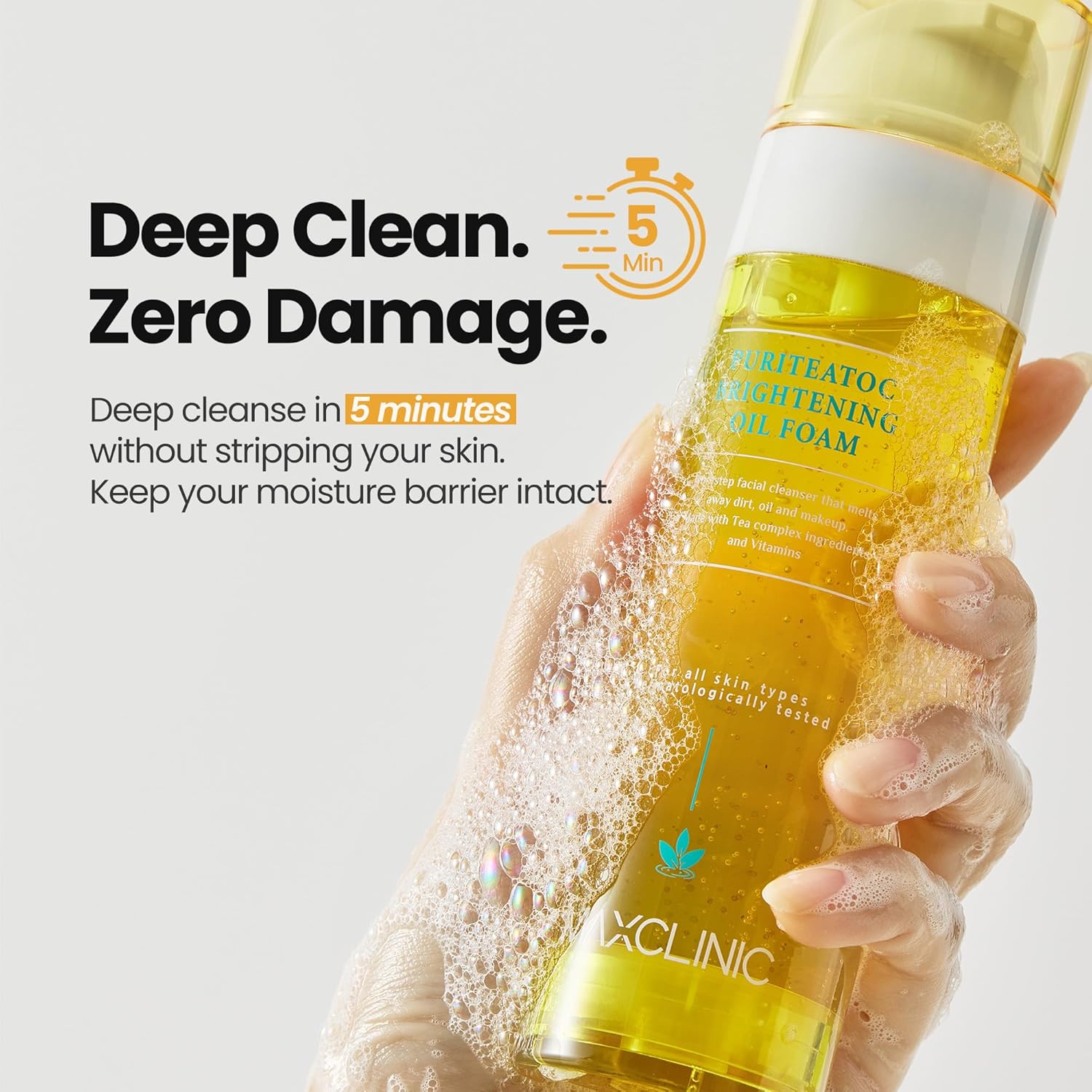 [K-Beauty] PuriteaToc Oil to Foam - All-in-One Korean Face Wash OilBased Foaming Facial Cleanser - Deeply Hydrating & Moisturizing Makeup Deep Cleansing Oil for Dull Skin (3.88 fl oz)-BrightBean Baby