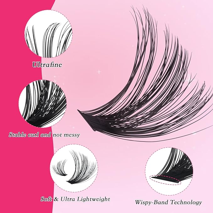 Lash Clusters 600PCS - Eyelash Clusters 20D+30D+40D+50D+60D+80D Wispy Individual Lashes D Curl Lash Extension 10-18MM Natural Lash Clusters DIY Cluster Eyelash Extensions for Beginners-BrightBean Baby