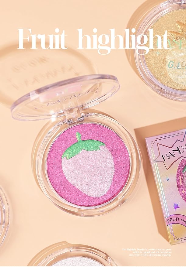 Glitter Highlighter Makeup, 3-In-1 Compact Shimmer Glitter Powder Makeup Blush Face Body Highlighter Illuminator, Silky Smooth Longlasting Lightweight Face Luminizer Bronzer (#02 Pineapple)-BrightBean Baby