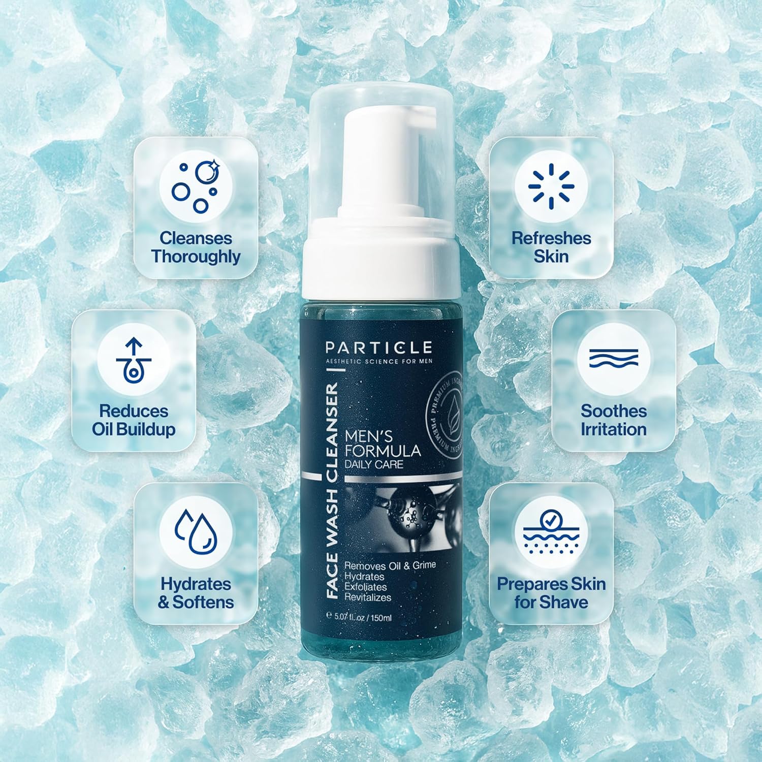 Particle Mens Face Wash - Anti Aging Face Cleanser for Men (5.07 Oz) - Daily Moisturizing Face Wash for Men - Revitalizes, Hydrates & Soothes, All Skin Types & All Ages-BrightBean Baby