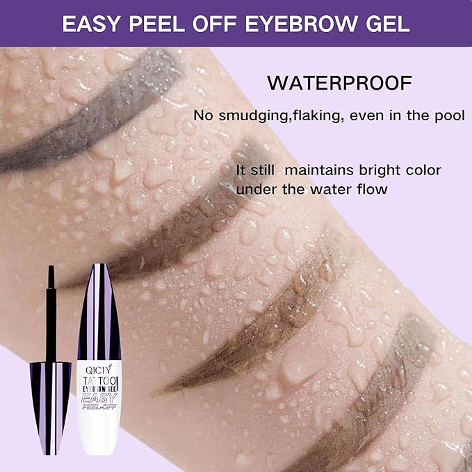 2 Pcs Dark Brown Easy Peel Off Eyebrow Gel, Tattoo Eyebrow Tint, Waterproof & Sweatproof Peel Off Tinted Eyebrow, Long-lasting Natural Color Up to 3 Days, Eyebrow Tattoo for All Skin Types (#01)-BrightBean Baby