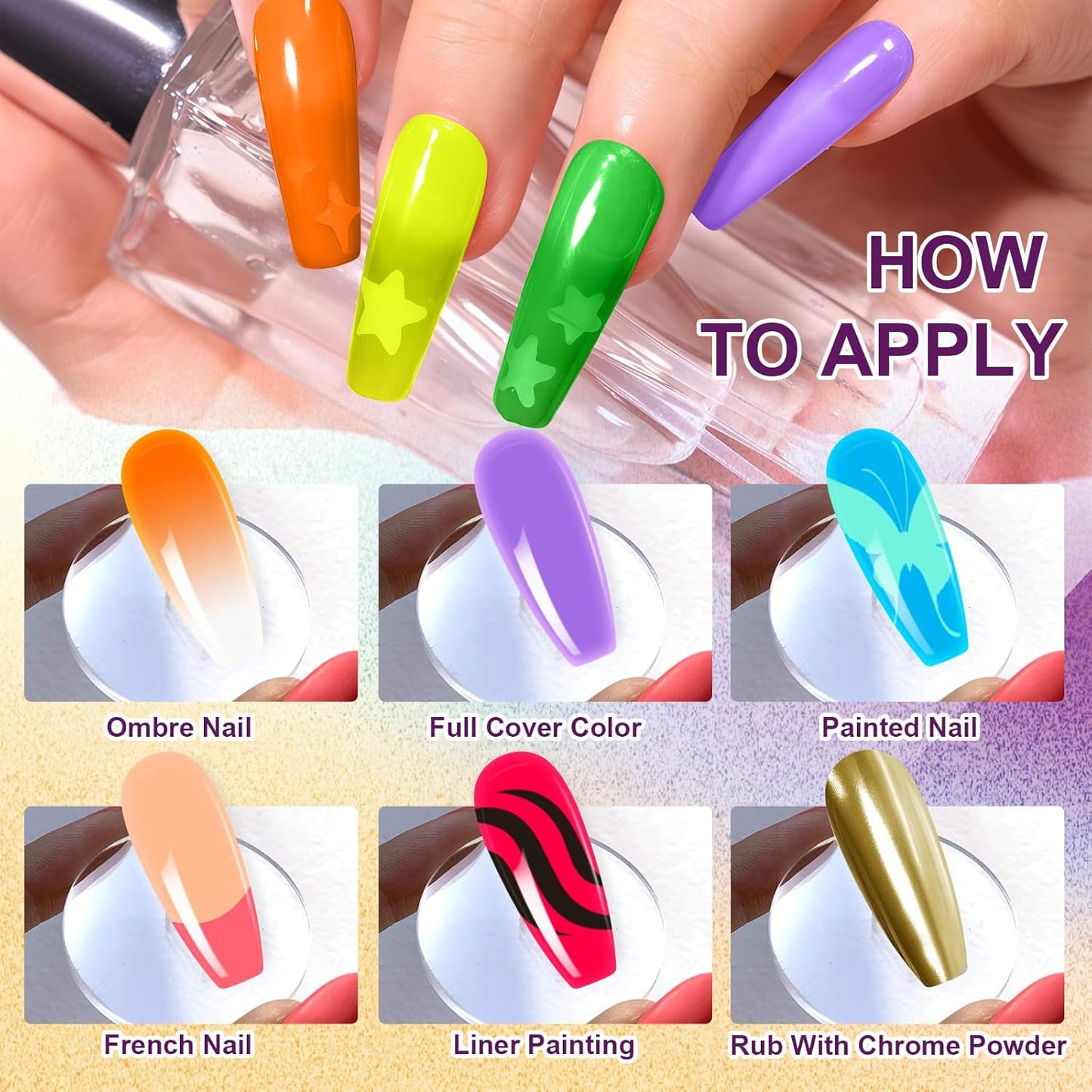 Gradient Painting Gel, 9 Colors Ombre Gel Nail Polish Sponging for Pigment Pat French Manicure Soak Off UV Long-lasting High-glossy Home DIY Nail Salon Rainbow Candy(01)-BrightBean Baby