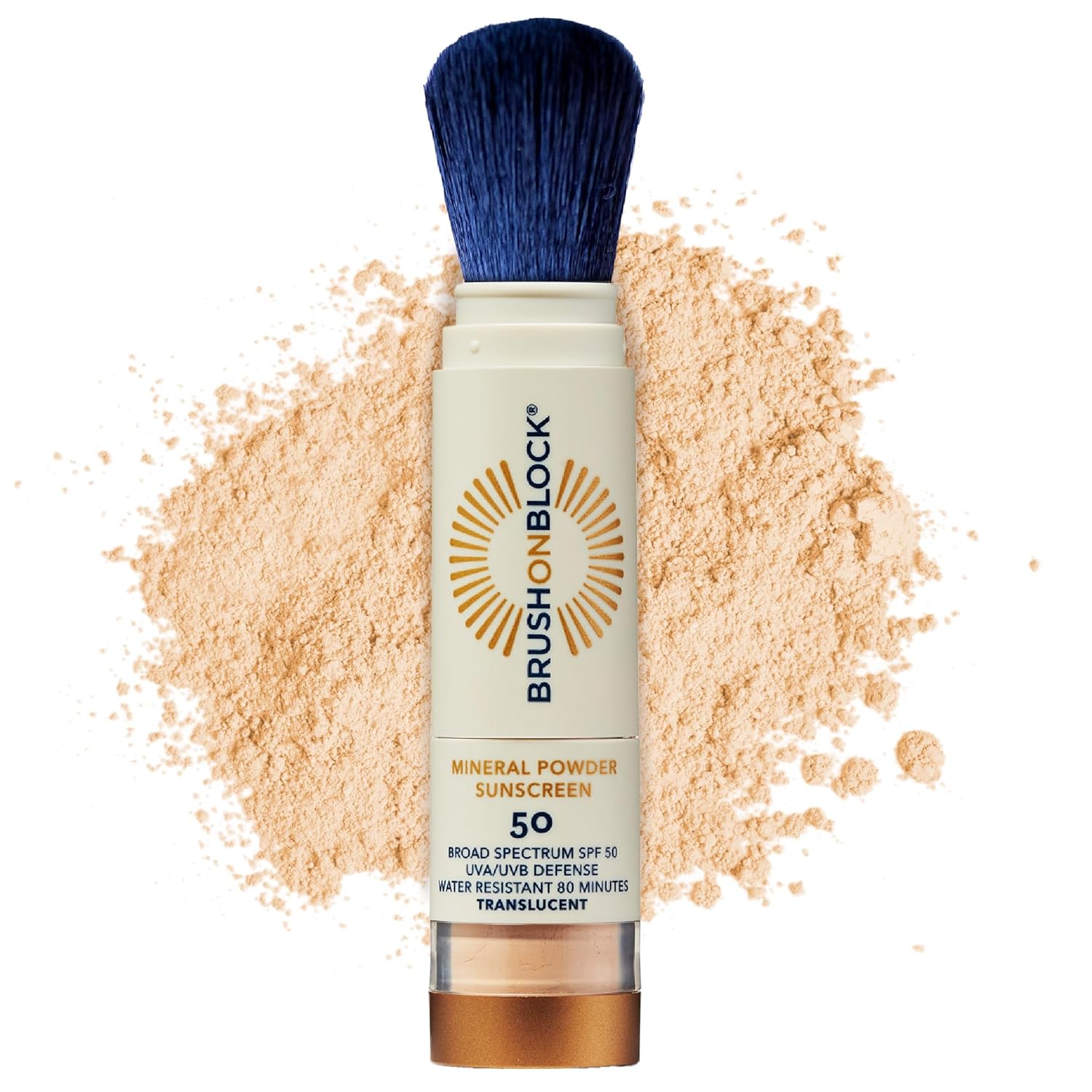 Brush On Block SPF 50 Mineral Powder Sunscreen, Translucent, Broad Spectrum, Water Resistant Face Protection, For All Skin Tones & Types, Reef Friendly, Mfg in USA-BrightBean Baby